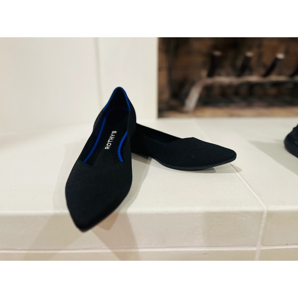 Rothy's Black Pointed Toe Knit Flats Women's Shoes Comfortable